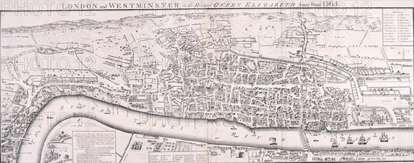 Map of London, 1789 representing Elizabethan London. Artist: Anon