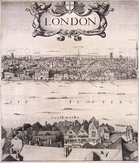 Panoramic view of London, c1670. Artist: Wenceslaus Hollar