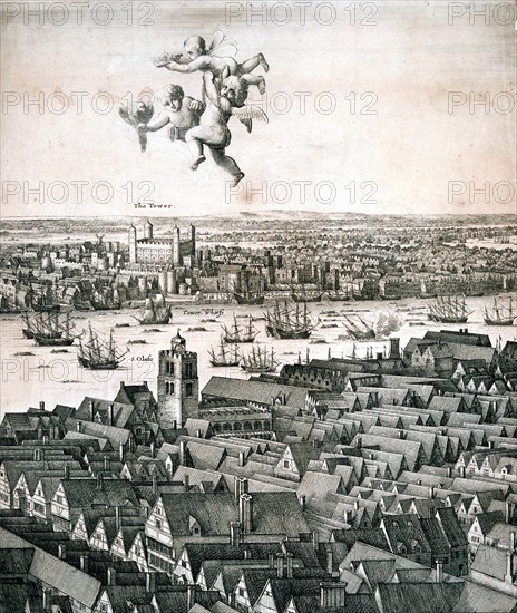 Panoramic view of London, c1670. Artist: Wenceslaus Hollar