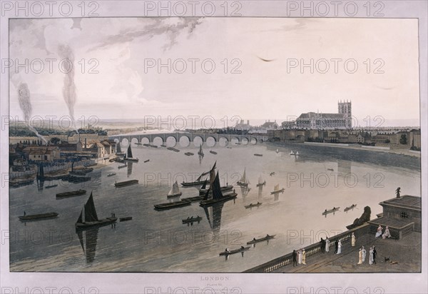 View of London from Somerset House, 1805. Artist: William Daniell