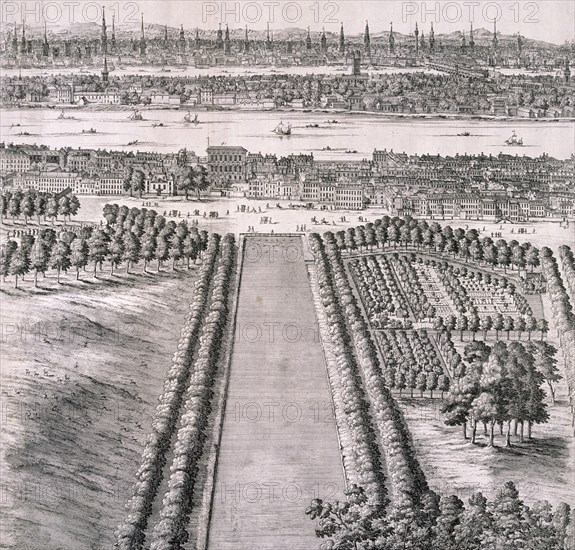 Panoramic view of London, 1720. Artist: Johannes Kip