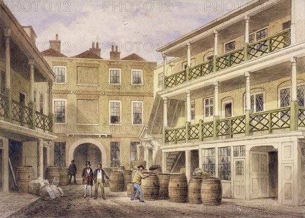 Bell Inn, Aldersgate Street, London, 1857. Artist: Thomas Hosmer Shepherd
