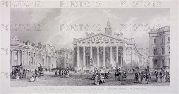 Bank of England, Threadneedle Street, London, c1850. Artist: Thomas Abiel Prior