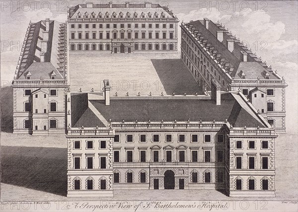 St Bartholomew's Hospital, London, c1740. Artist: William Henry Toms