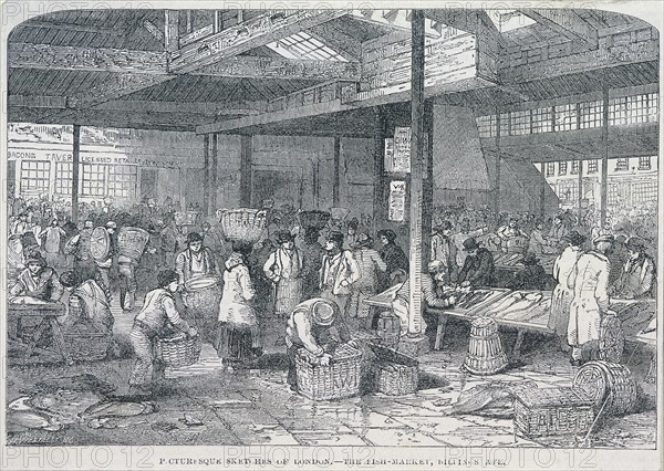 Billingsgate Market, London, 1849. Artist: Henry Vizetelly