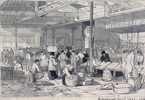 Billingsgate Market, London, 1849. Artist: IWA