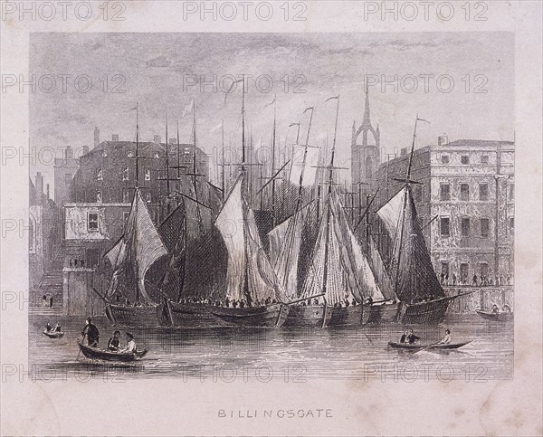 Billingsgate Wharf, London, c1840. Artist: Anon