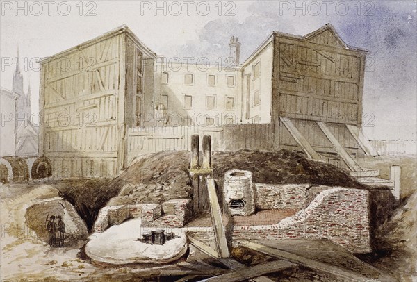 Roman Ruins at the Coal Exchange, London, 1848. Artist: Anon