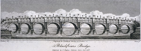 Blackfriars Bridge, London, 1806. Artist: Samuel Owen