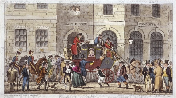 Bull and Mouth Street, City of London, 1825. Artist: Isaac Robert Cruikshank