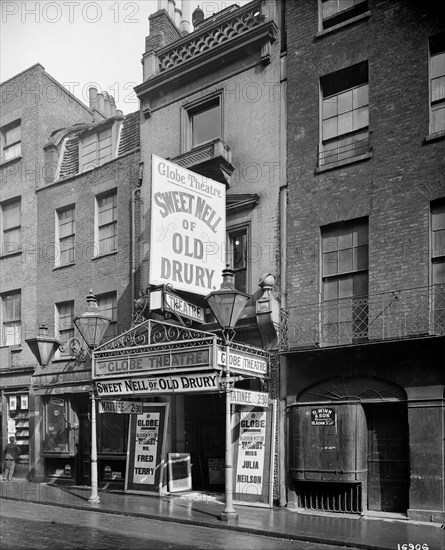 Advertisements at the Globe Theatre, Newcastle Street, London, 1902