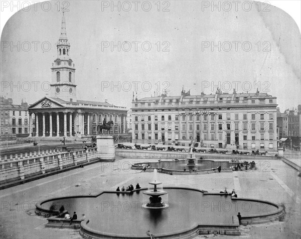 A view eastwards across Trafalgar Square, London, c1850