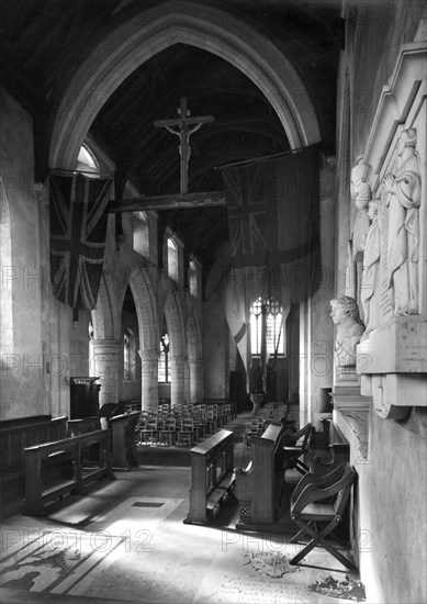 The nave of All Saints Church, Burnham Thorpe, Norfolk, 1950