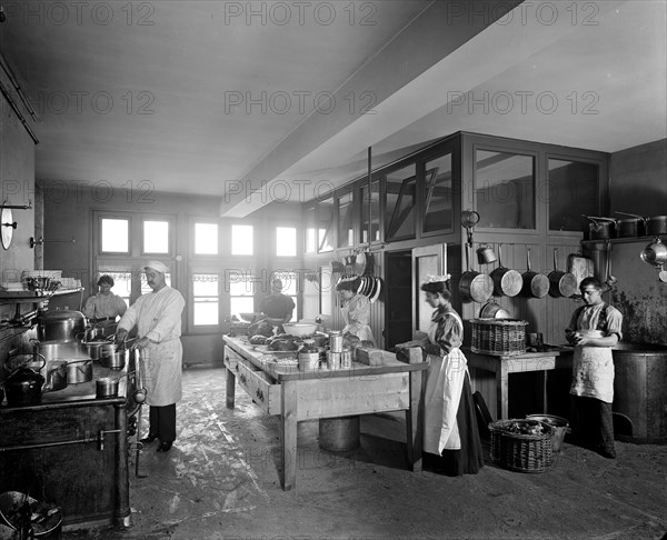 The kitchen at the Tower Bridge Hotel, Southwark, London, 1897