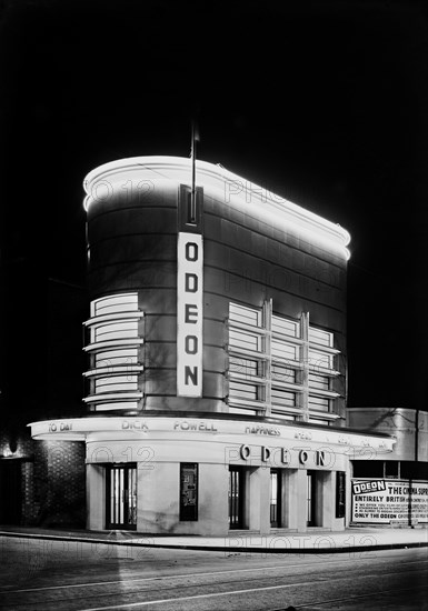 Night view of the Odeon, London Road, Isleworth, London, 1935