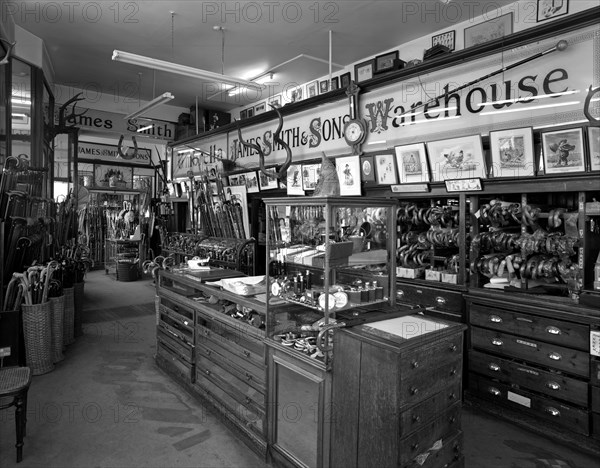 Interior of James Smith and Sons Umbrella Shop, London, 1986