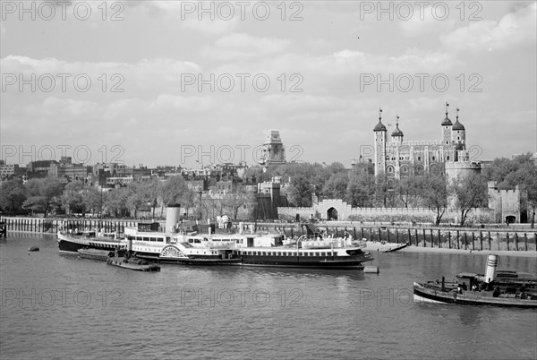 View across the Thames at Stepney, London, c1945-c1965