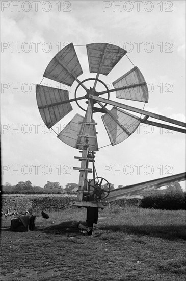 Fan staging on a windmill at Tottenhill in Norfolk, 1936