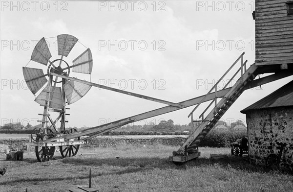 Fan staging at Tottenhill post mill, Norfolk, 1936