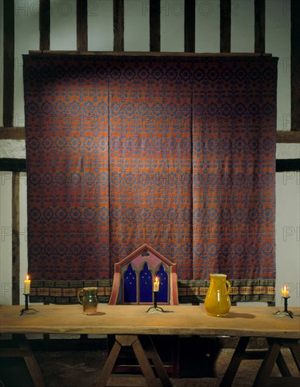 Table and Tapestry from the Medieval Merchant's House, French Street, Southampton, Hampshire, 1988