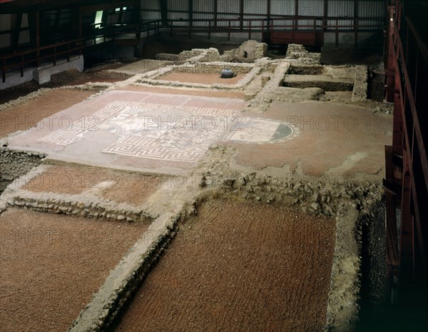 Mosaic floor, the Dining Room and Audience Chamber, Lullingstone Roman Villa, Eynsford, Kent, 1991