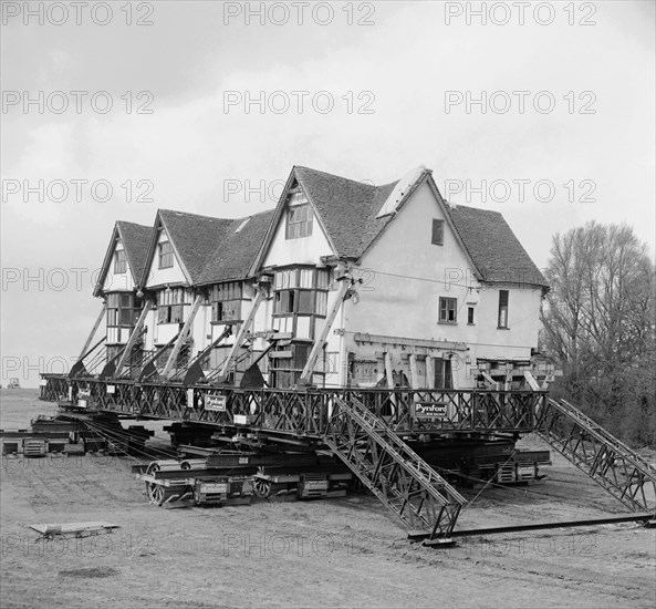 Ballingdon Hall being moved, Suffolk, 1972