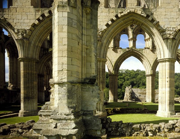 The ruined 13th century church of Rievaulx Abbey, North Yorkshire, 1988