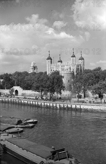 The Tower of London from Tower Bridge, London, c1945-c1965