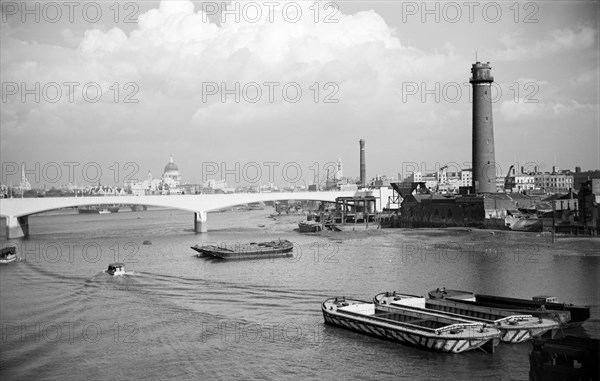 Waterloo Bridge, London, during its construction in 1937-42