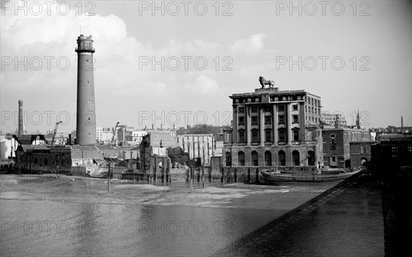 The Lion Brewery and the shot works adjoining Waterloo Bridge, London, c1945-c1965