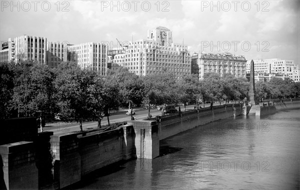 The Victoria Embankment looking towards Cleopatra's Needle, London, c1945-c1965