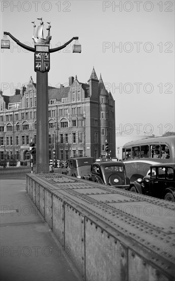 Chelsea coat of arms on a lamppost, London, c1945-c1955