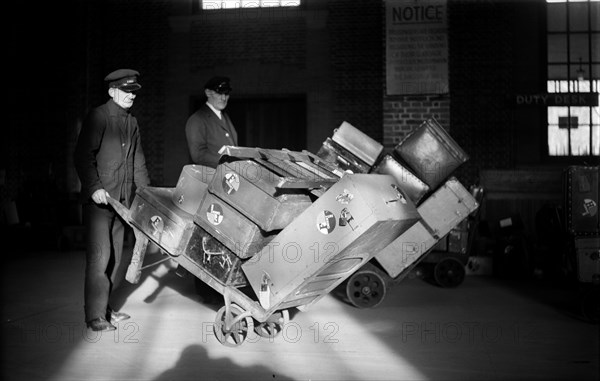 Two porters at Tilbury Passenger Landing Stage, Essex, c1945-c1965