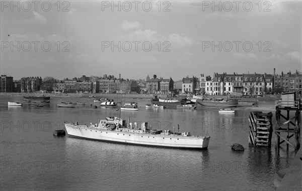 Cheyne Walk, Chelsea, London, from Albert Bridge, c1945-c1965