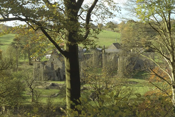 Finchale Priory, Durham, from the wooded bank of the River Wear, 1999