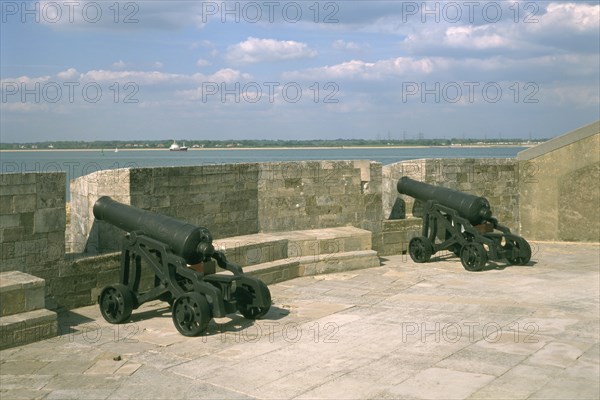 Courtyard guns at Calshot Castle, Hampshire, 1995