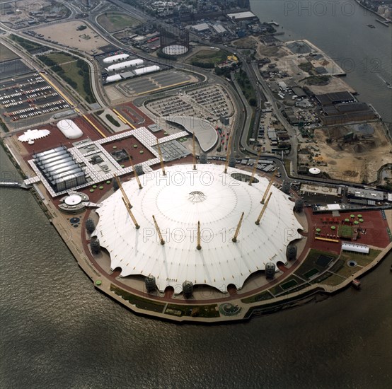 An aerial view of the Millennium Dome, Greenwich, London, 2000