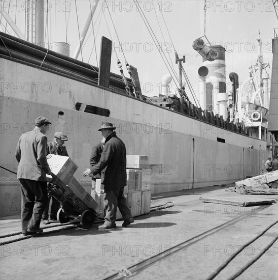 Loading a ship at the North Quay, West India Docks, London, c1945-c1965