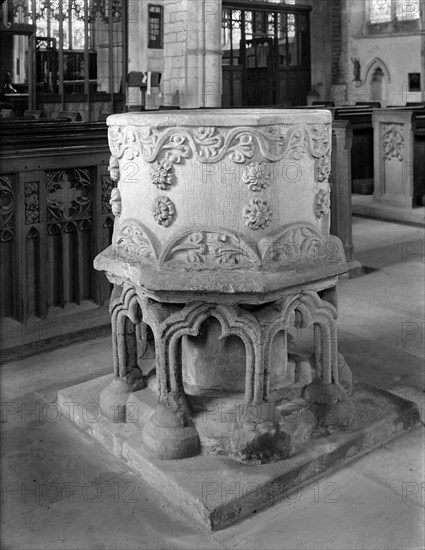 The font in the church of St John the Baptist, Barnack, Cambridgeshire
