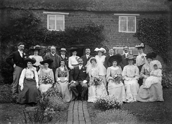 Wedding party, Hellidon, Northamptonshire, c1896-c1920