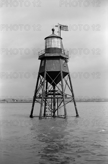A Chapman Light in the Thames Estuary off Canvey Island, Essex, c1945-c1965