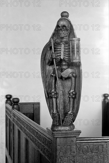 Pew end in Andrew's church, Little Barningham, Norfolk, 1964