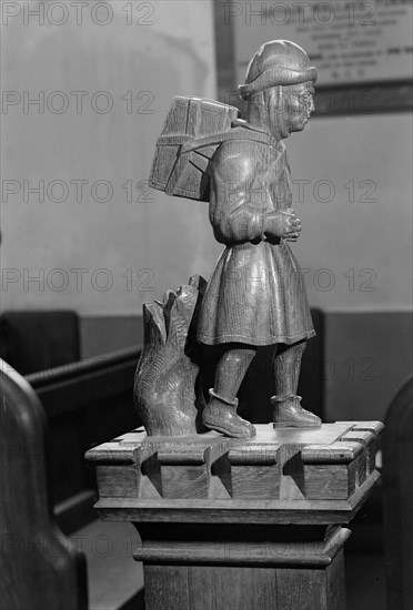 Pedlar' pew end, Swaffham, Norfolk, 1964