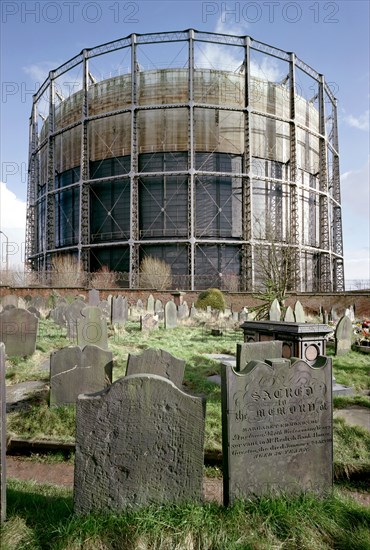 Gas holder at Garston, Liverpool, Merseyside, 2001