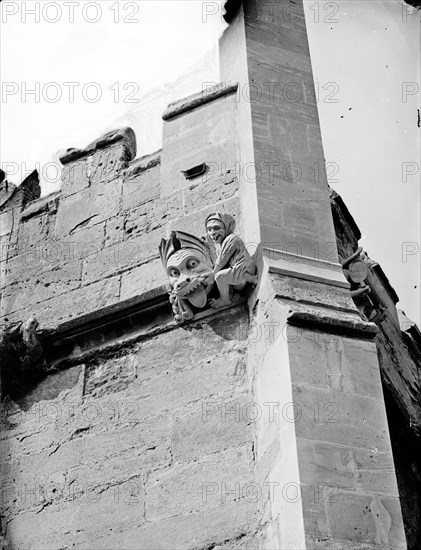 Detail of grotesques in Magdalen College Cloister, Oxford, Oxfordshire, c1860-c1922