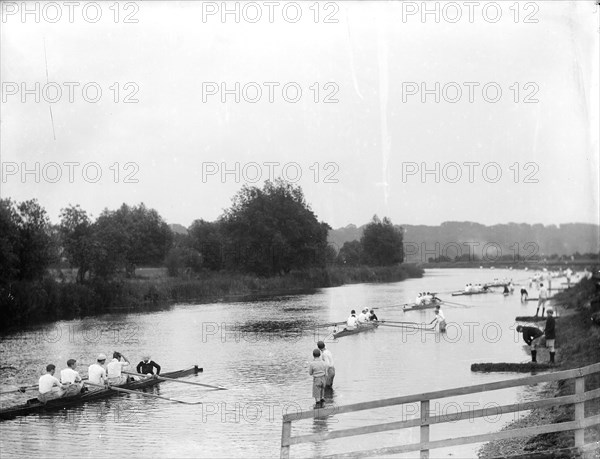 Preparing to start a race during the Henley Regatta, Henley-on-Thames, Oxfordshire, c1860-c1922