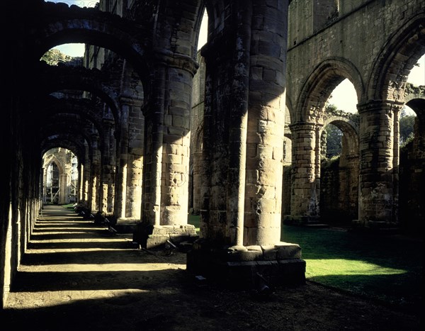North aisle of the monastic church at Fountains Abbey, North Yorkshire, 1987