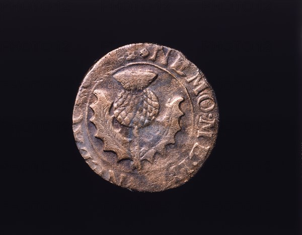 Charles I or II coin, Lindisfarne Priory, Northumberland, 17th century