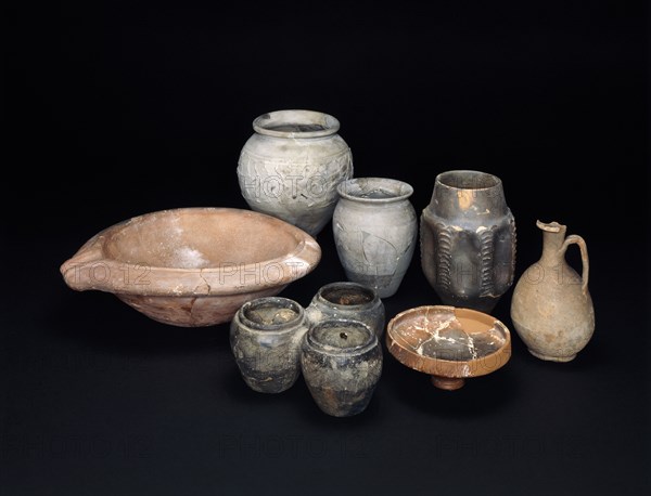 Pottery vessels excavated from Aldborough Roman Town, North Yorkshire