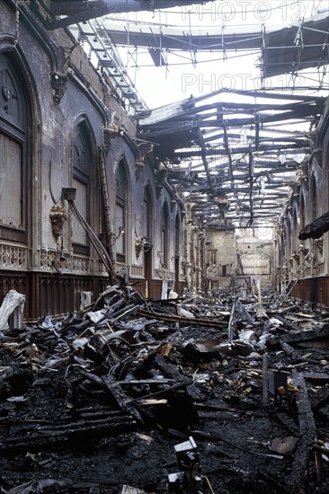 Fire damage at St George's Hall, Windsor Castle, Windsor, Berkshire, 1992